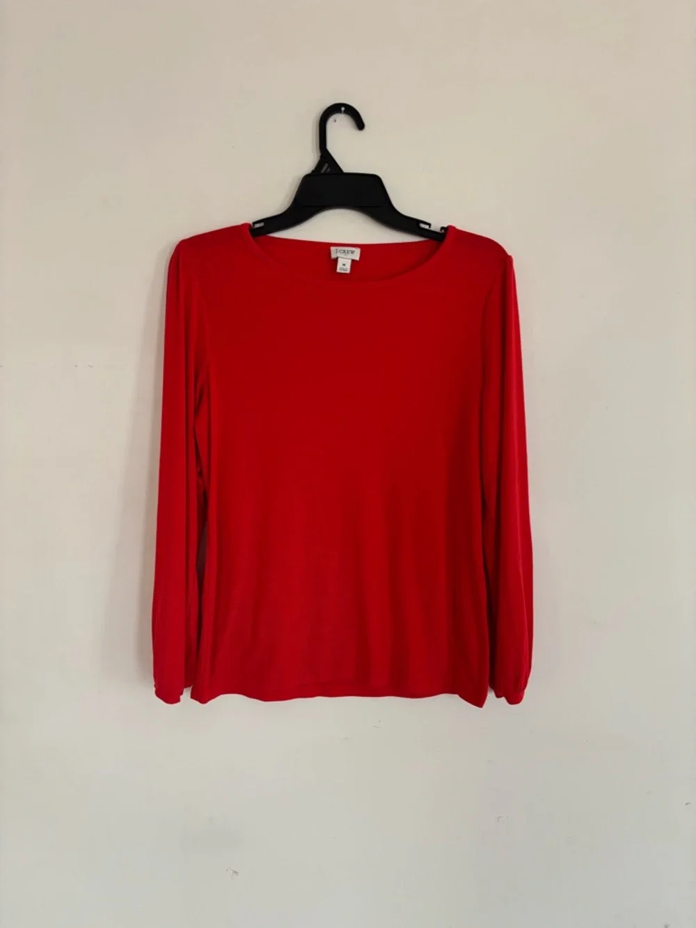 J.Crew Red Puff Sleeve Long Sleeve Top Size M